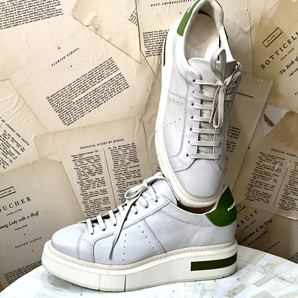 Free People Barcelo Paloma Lily Platform Sneaker Lt Gray Leather Green